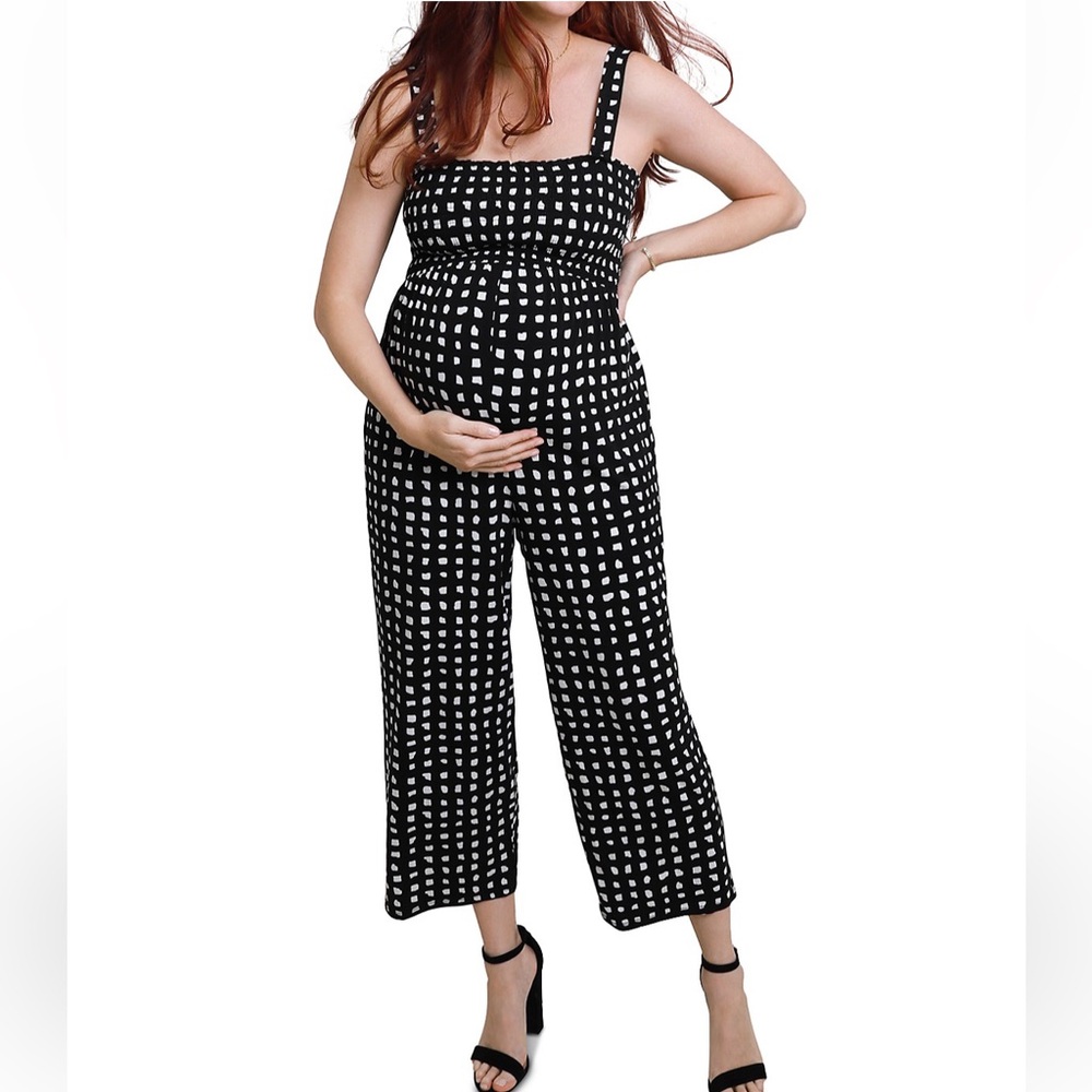 Ingrid & Isabel Black and White Checkered Maternity Jumpsuit